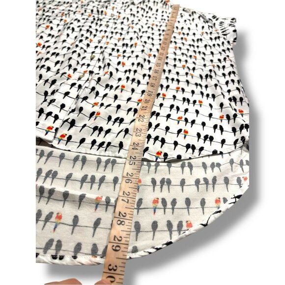Jane + Delancey Womens Bird Print Short Sleeve Button Down Shirt Size L White - Picture 11 of 14